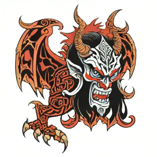 Alas devil neo tribal style tattoo design idea