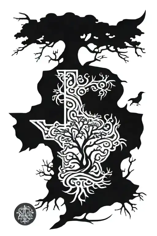 cypress  tree with roots in the shape of texas and louisiana tattoo design idea