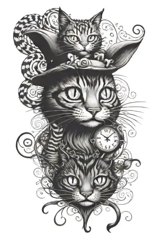 Alice in Wonderland and the Cheshire Cat tattoo design idea