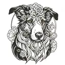 alphonso mucha style tattoo of a sheepdog tattoo design idea