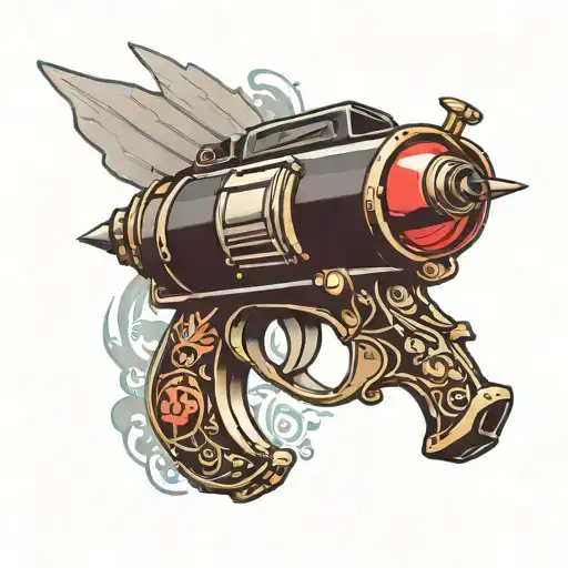 Can you create a foo fighters tattoo that incorporates the ray gun and the logo  tattoo design idea