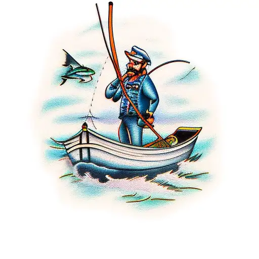 Fisherman in a Boat (Gone Fishing) Graphic by TribaliumArt · Creative  Fabrica