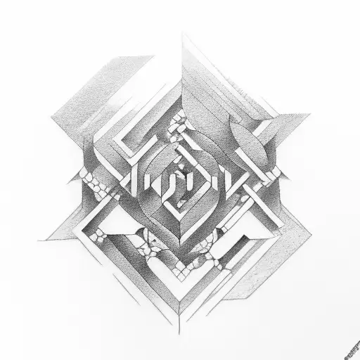 Labyrinth with a quote 'Never fold, never backdown' tattoo design idea
