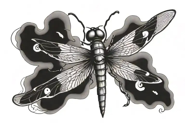 flying dragonfly tattoo design idea