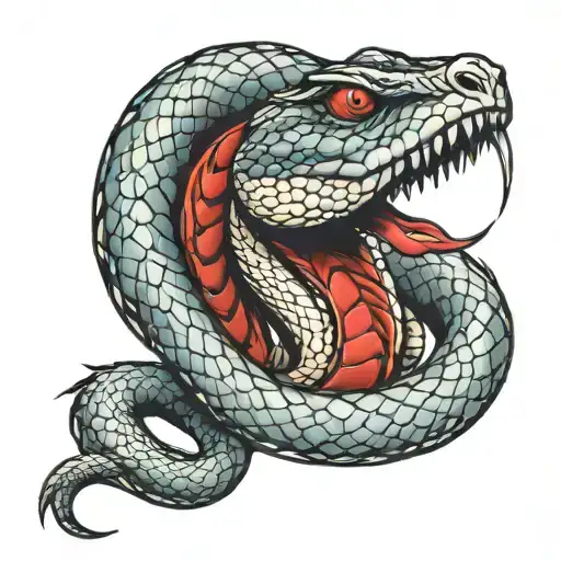 evil snake looking to the side tattoo design idea