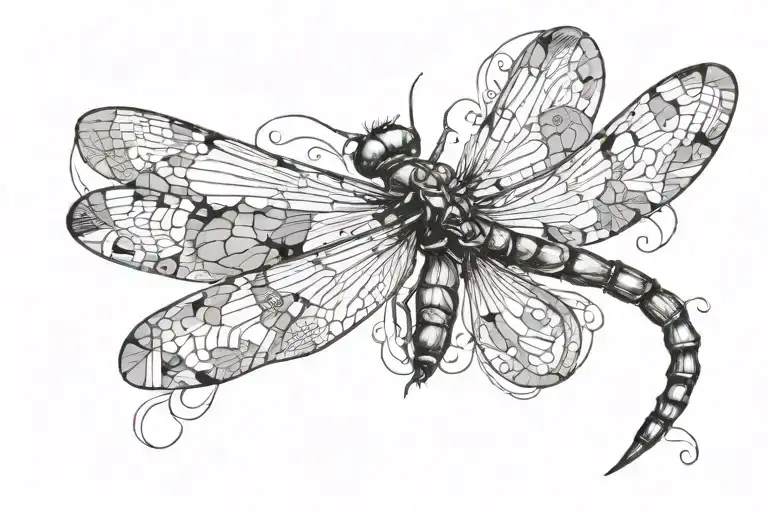 flying dragonfly tattoo design idea