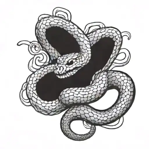 evil snake looking to the side tattoo design idea