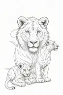 A lioness with two lion cubs tattoo design idea