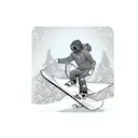 A computer screen displaying a snowboarder in a pixel art style tattoo design idea