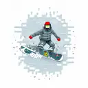 A computer screen displaying a snowboarder in a pixel art style tattoo design idea