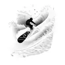 A snowboarder riding a wave made of computer code tattoo design idea