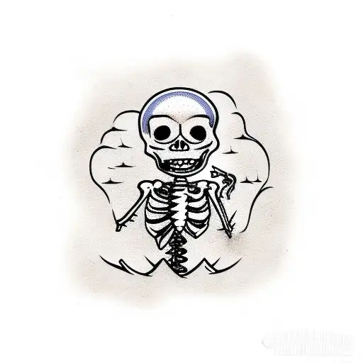 lonely skeleton smoking in a swamp tattoo design idea