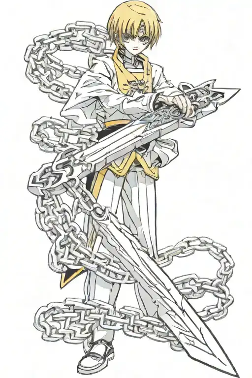 judgement chain of Kurapika with dagger  tattoo design idea