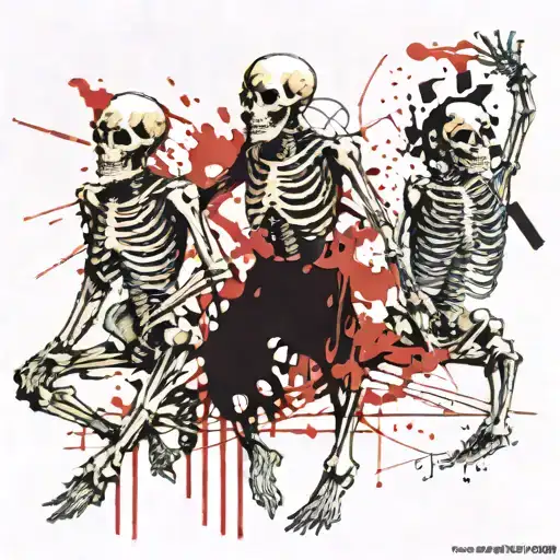 three skeleton dance  tattoo design idea
