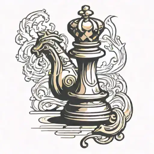 chess piece pawn with a shadow of every other piece in the game tattoo design idea