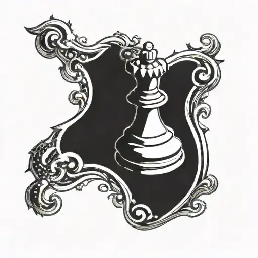 simple chess piece pawn with a shadow of every other piece in the game tattoo design idea