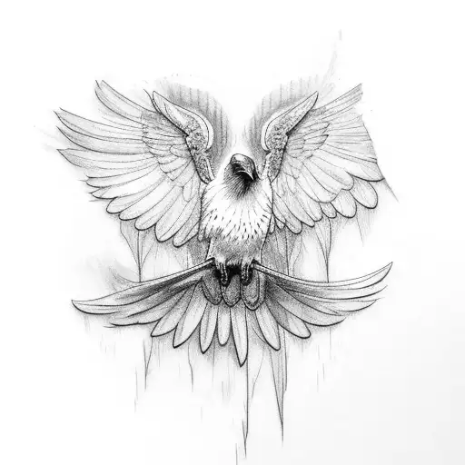 broken wing raven tattoo design idea