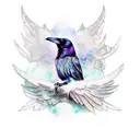 raven with broken wing tattoo design idea