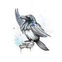 raven with broken wing tattoo design idea