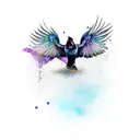 raven with broken wing tattoo design idea