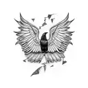 raven with broken wing tattoo design idea