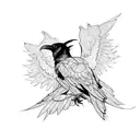 raven with broken wing tattoo design idea