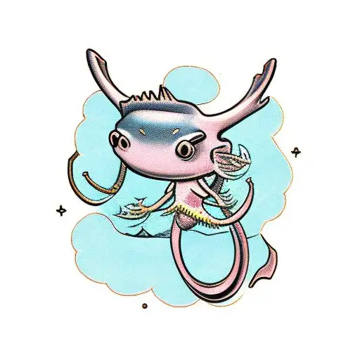 warrior axolotl tattoo design idea