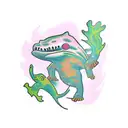 warrior axolotl tattoo design idea