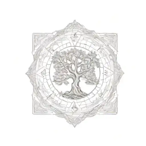 draw a sigil tattoo from the letters S M with cypress tree  tattoo design idea