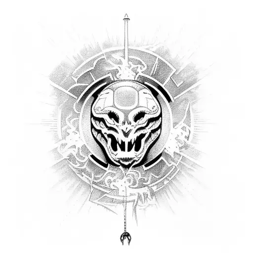 moon, thunderbolt and fire tattoo design idea