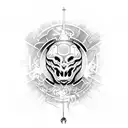 moon, thunderbolt and fire tattoo design idea