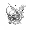 moon, thunderbolt and fire tattoo design idea