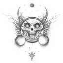 moon, thunderbolt and fire tattoo design idea