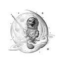 moon, thunderbolt and fire tattoo design idea