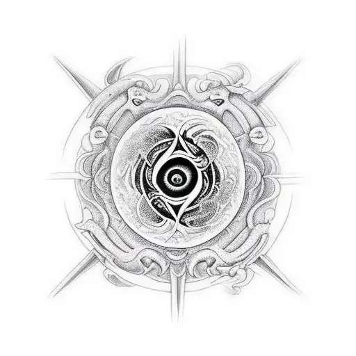 yin and yang battling demons of light and dark tattoo design idea