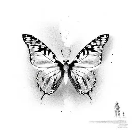 butterfly with text born sick tattoo design idea