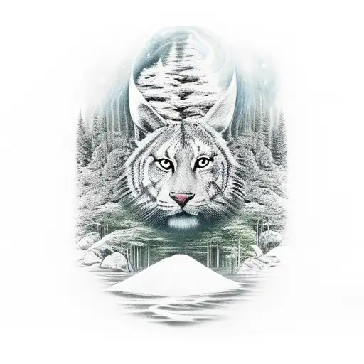 Forest, universe, animals, river,  tattoo design idea