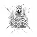 Forest, universe, forest animals, river,  tattoo design idea