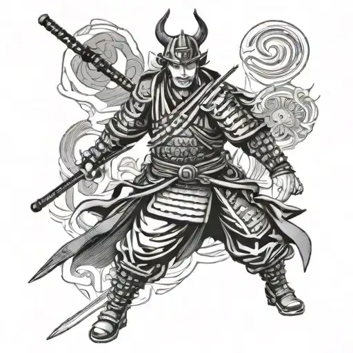samurai full length tattoo design idea