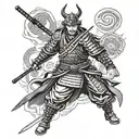 samurai full length tattoo design idea