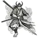 samurai full length tattoo design idea