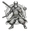 samurai full length tattoo design idea