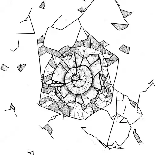 broken glass shards with flower reflections in the broken pieces  tattoo design idea