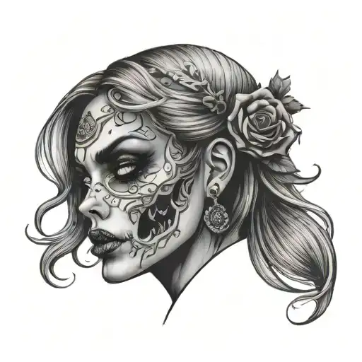 ambigram zombie face with beautiful woman face  tattoo design tattoo design idea