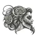 ambigram zombie face with beautiful woman face  tattoo design tattoo design idea