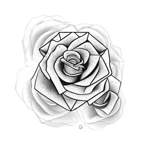 3 hexagons with a rose and geraniums  tattoo design idea