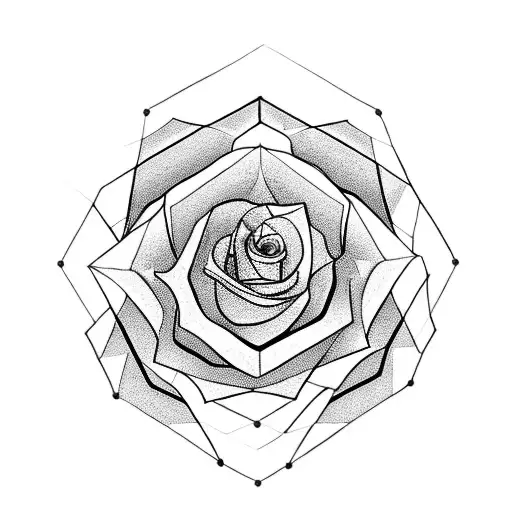 3 -5 hexagons with a rose and geraniums  tattoo design idea