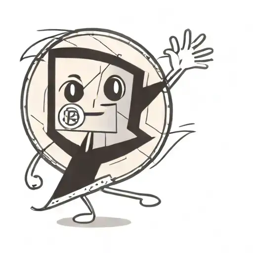 A happycoin character holding a giant crypto coin tattoo design idea
