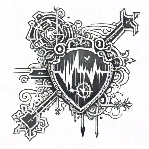ekg lines mixed tattoo design idea