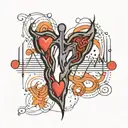 ekg lines mixed tattoo design idea